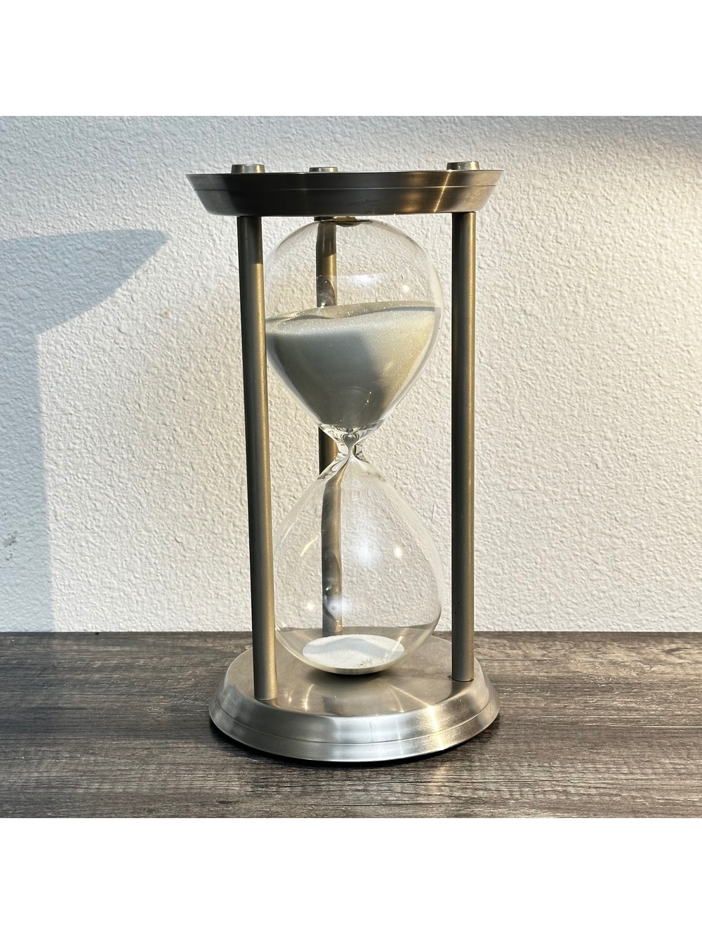Large 12” Silver Metal Frame Hourglass White Sand Timer Home Office Decor